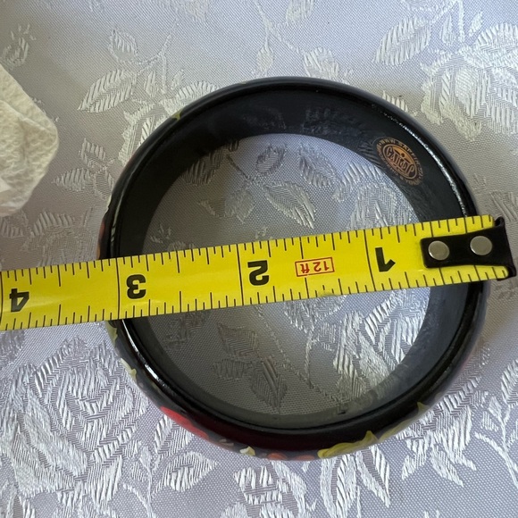 Sapfir UA Creations Hand Painted Pysanka Lacquer Wood Bracelet Petrykivka Style - Picture 6 of 6